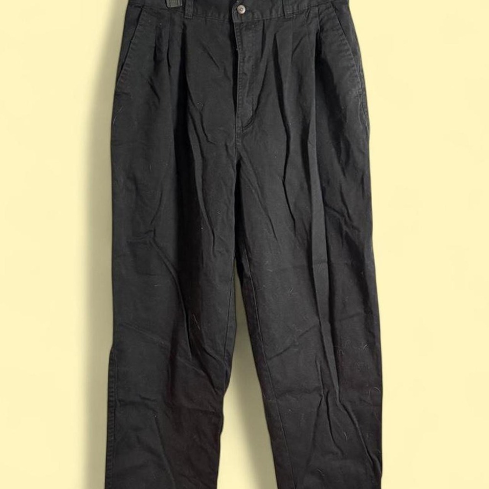 Vintage Bugle Boy Company Pleated Chino Pants Mens 33x30 Black Excellent Cotton